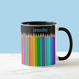 Colour Pencils 2 Text Areas Personalise Name Phras Mug