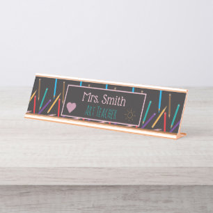 Colour Pencils Art Teacher Personalised Name Plate