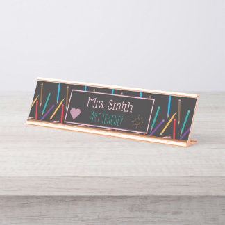 Colour Pencils Art Teacher Personalised Name Plate