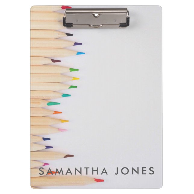 Colour pencils cute Back to school Clipboard (Front)