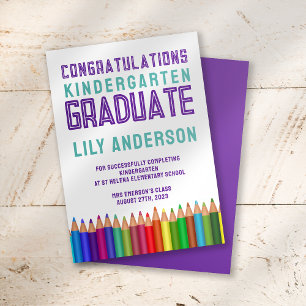 Colour Pencils Kindergarten Graduation  Announcement