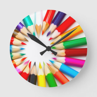Colour Pencils Round Clock