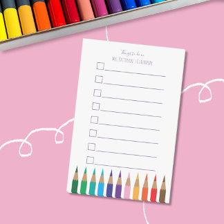 Colour Pencils Teacher To Do List Post-It Notes