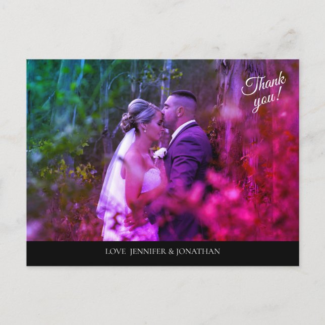 Colour Photo & Black Thank You Postcard (Front)