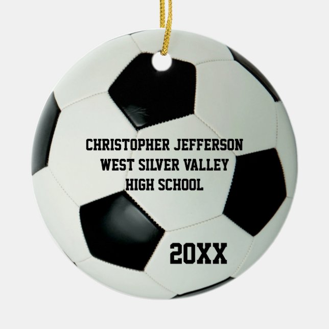 Colour Photo Soccer Ball Sports Ceramic Tree Decoration (Front)