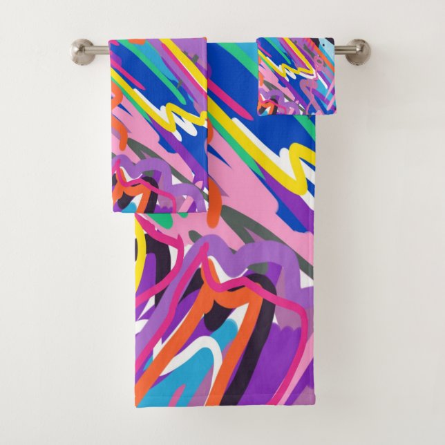 Colour Play Abstract Print Bath Towel Set (Insitu)