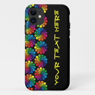 Colour Points Circle Pattern + your backgr. & text iPhone 11 Case