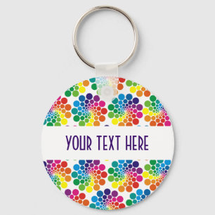 Colour Points Circle Pattern + your backgr. & text Key Ring