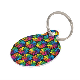 Colour Points Circle Pattern + your backgr. & text Pet Tag