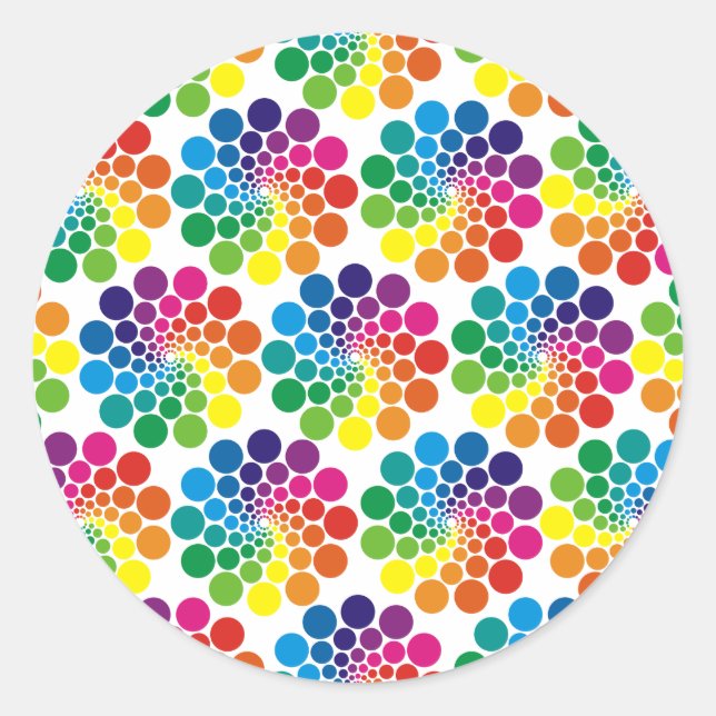 Colour Points Circle Pattern + your background Classic Round Sticker (Front)