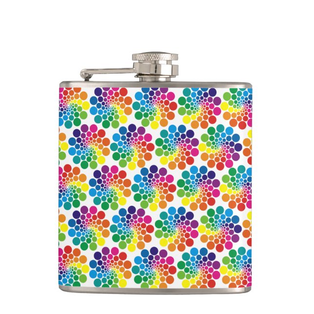 Colour Points Circle Pattern + your background Hip Flask (Front)