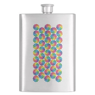 Colour Points Circle Pattern + your background Hip Flask