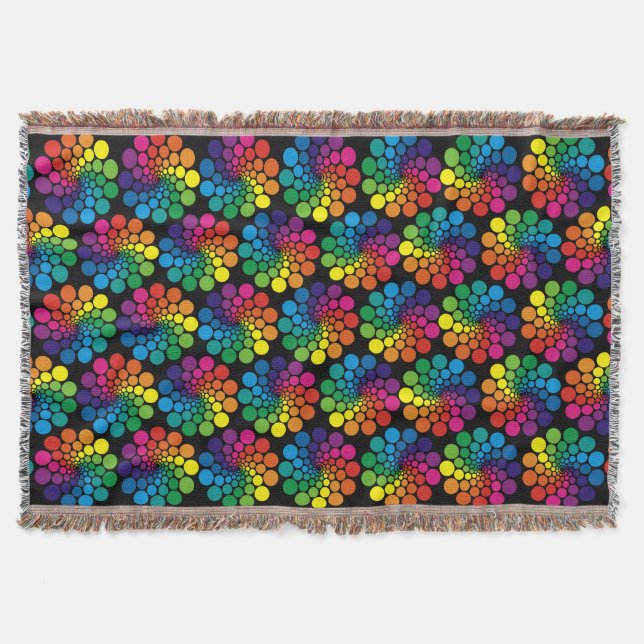 Colour Points Circle Pattern + your background Throw Blanket (Front)