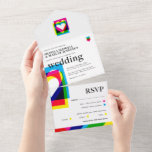 Colour Pop All in One Wedding Invite<br><div class="desc">A trendy design-led all-in-one wedding invitation featuring a bright pop of colour in CMYK print styling. This invitation includes a tear-off rsvp postcard.</div>