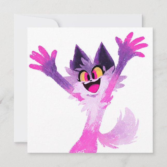 Colour Pop Cat Kids Party Theme Invitation (Front)