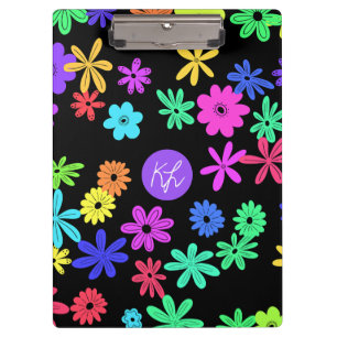 Colour Pop Cute Flowers Personalised Clipboard