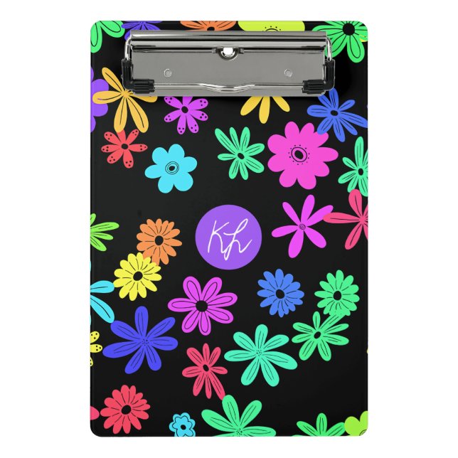 Colour Pop Cute Flowers Personalised Mini Clipboar Mini Clipboard (Front)