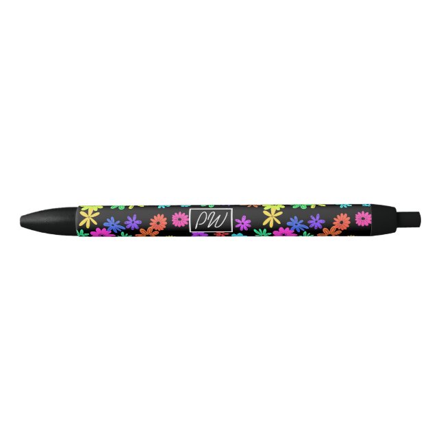 Colour Pop Cute Flowers Personalised Pen (Front)