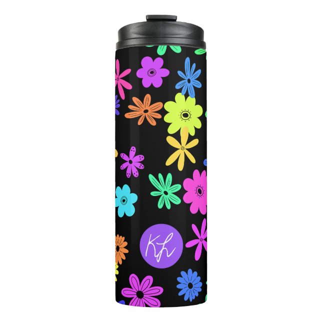 Colour Pop Cute Flowers Personalised Thermal Tumbl Thermal Tumbler (Front)