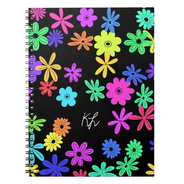 Colour Pop Cute Flowers Spiral Photo Notebook (Front)