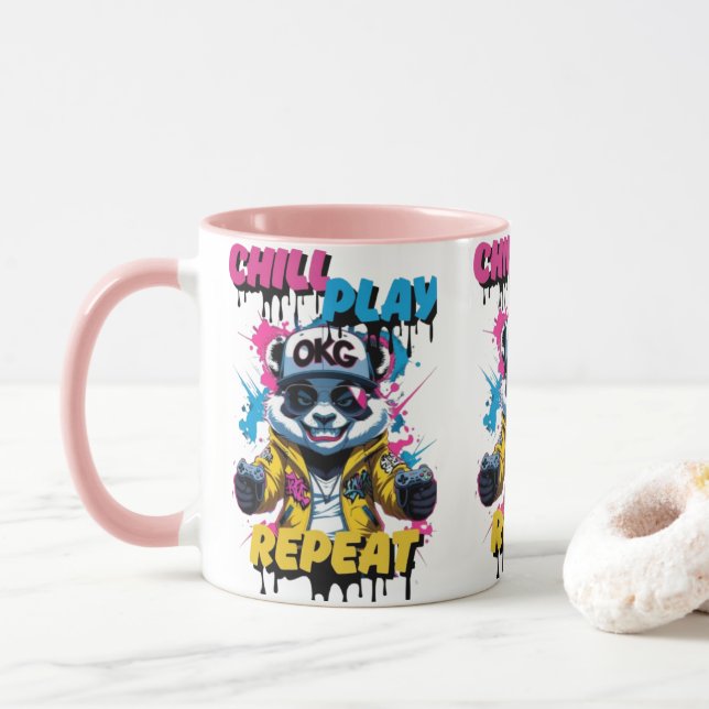 Colour Pop Gaming Panda Art Mug (With Donut)