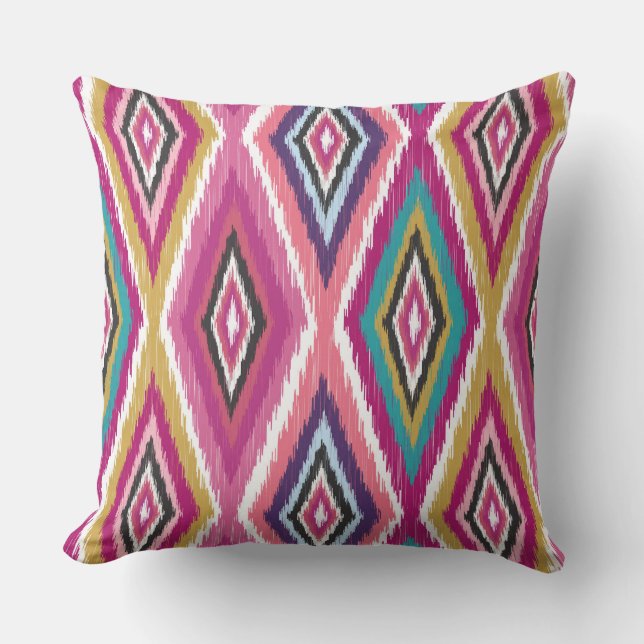 Colour Pop Ikat Diamonds Cushion (Front)