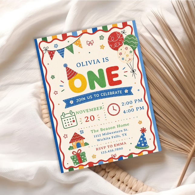 Colour Pop ONE Birthday Party Invitation (Creator Uploaded)