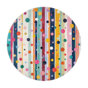 Colour Pop Polka Stripe Pattern Cutting Board
