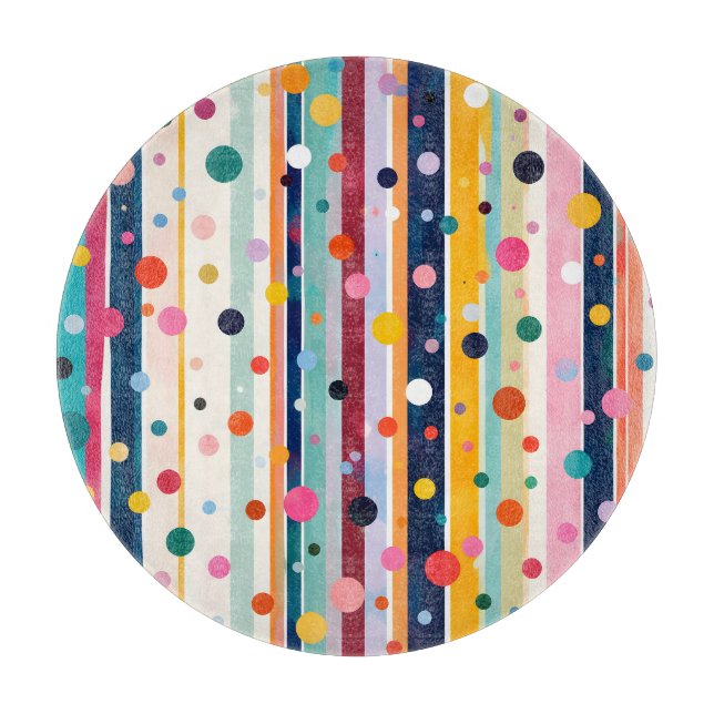 Colour Pop Polka Stripe Pattern Cutting Board (Front)