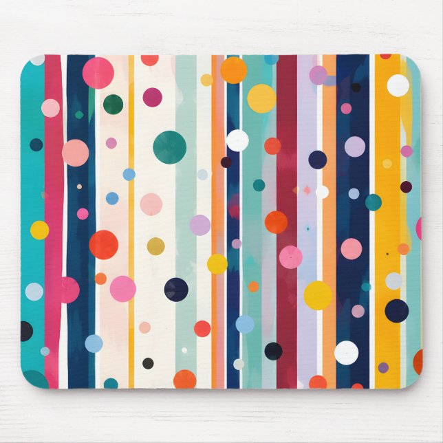 Colour Pop Polka Stripe Pattern Mouse Mat (Front)