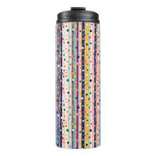 Colour Pop Polka Stripe Pattern Thermal Tumbler