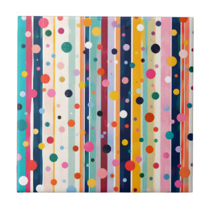 Colour Pop Polka Stripe Pattern Tile