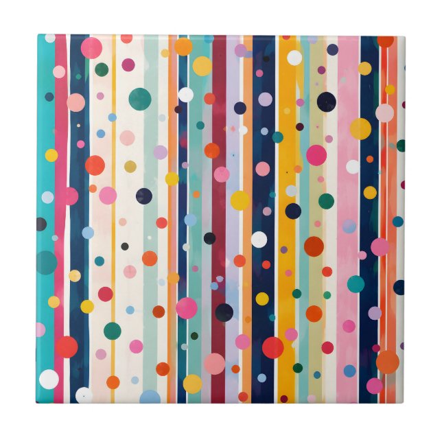 Colour Pop Polka Stripe Pattern Tile (Front)