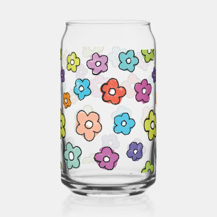 Colour Pop Retro Floral Can Glass