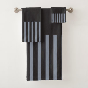 Colour Pop Stripes - Black, Gray and Cream Bath Towel Set