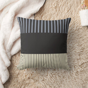 Colour Pop Stripes - Black, Grey and Cream Cushion