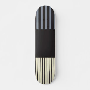 Colour Pop Stripes - Black, Grey and Cream Skateboard