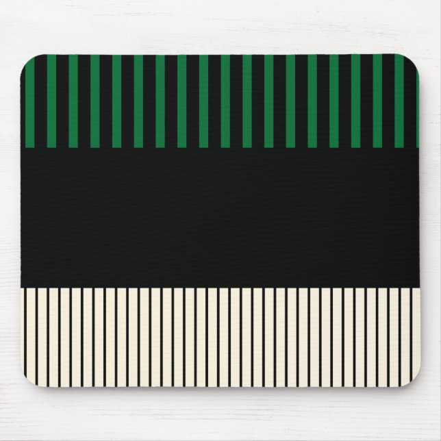 Colour Pop Stripes - Green, Cream and Black Mouse Mat (Front)