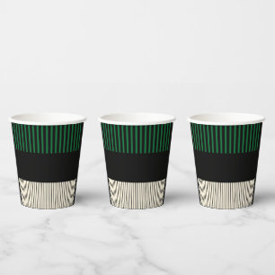 Colour Pop Stripes - Green, Cream and Black Paper Cups