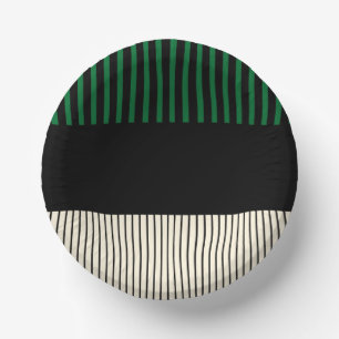 Colour Pop Stripes - Green, Cream and Black Paper Plate