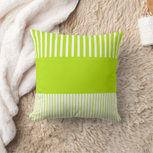 Colour Pop Stripes in Lime Green and White Cushion