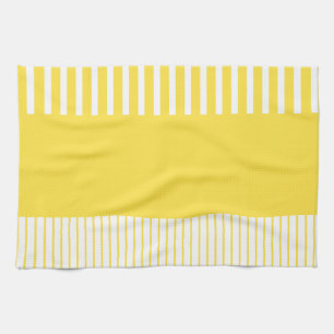 Colour Pop Stripes - Lemon Yellow and White Tea Towel