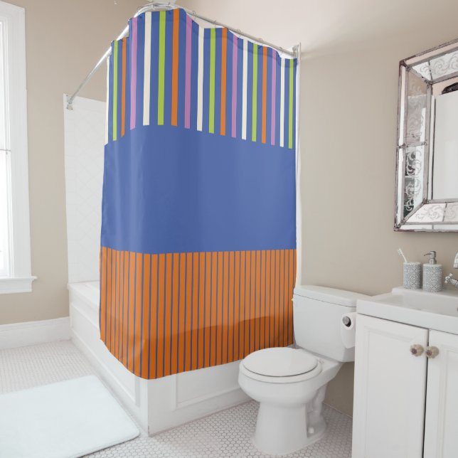 Colour Pop Stripes modern striped design Shower Curtain (In Situ)