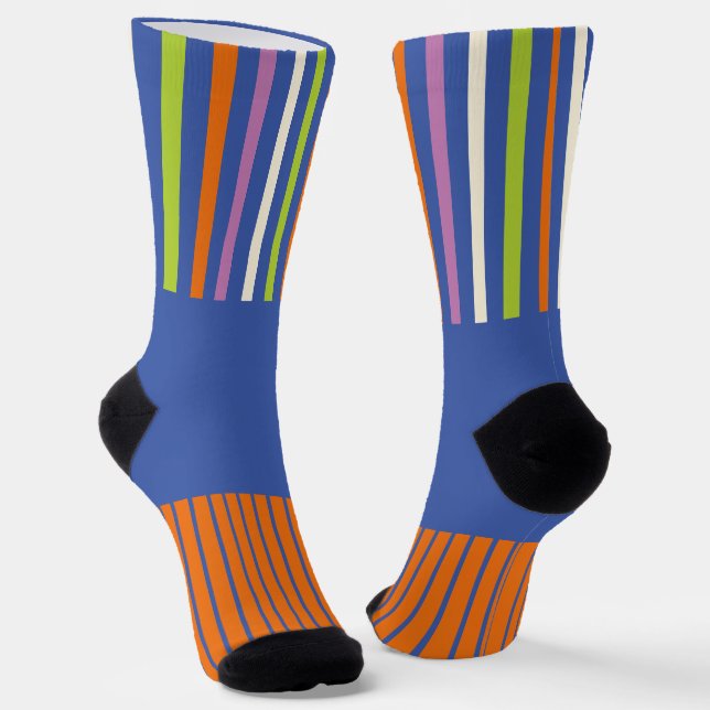 Colour Pop Stripes modern striped design Socks (Angled)