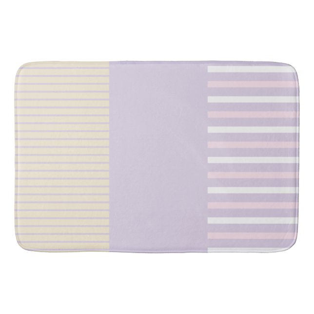Colour Pop Stripes - Pastel Pink, Yellow & Purple Bath Mat (Front)