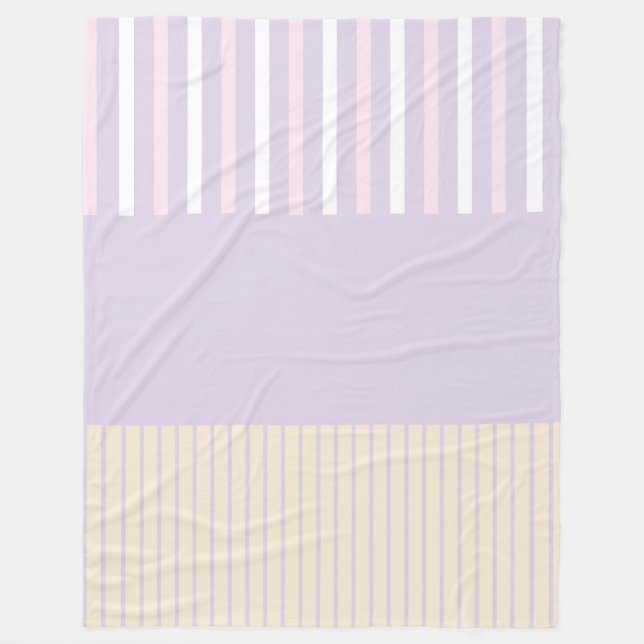 Colour Pop Stripes - Pastel Pink, Yellow & Purple Fleece Blanket (Front)