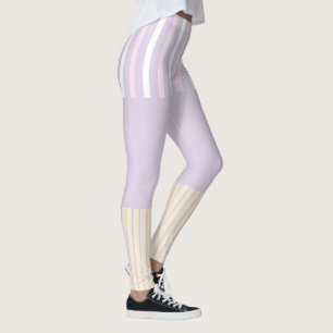 Colour Pop Stripes - Pastel Pink, Yellow & Purple Leggings