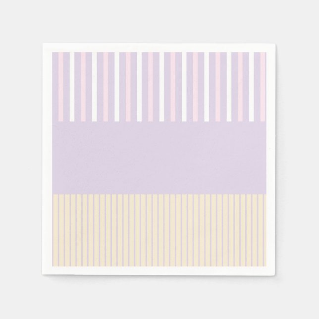 Colour Pop Stripes - Pastel Pink, Yellow & Purple Napkin (Front)