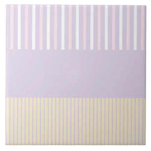 Colour Pop Stripes - Pastel Pink, Yellow & Purple Tile