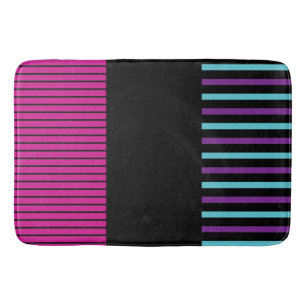 Colour Pop Stripes - Pink, Purple, Blue and Black Bath Mat